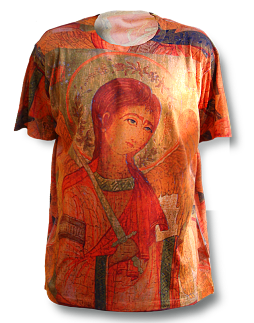 A t-shirt with an image of jesus christ.