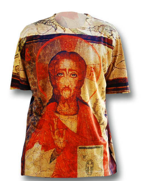 A t-shirt with an image of jesus.